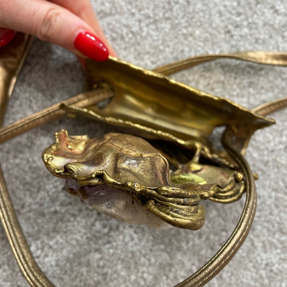 🚚MOVING SALE Vintage 1970 Carvalhu's Brutalist Amethyst Brass & bronze Leather - Picture 12 of 16